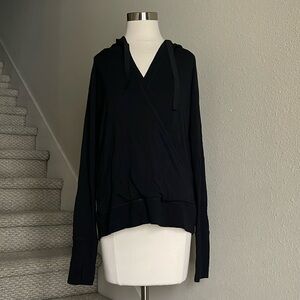 Athleta Sz XL Black Drape Wrap Yoga Hoodie Sweater